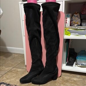 Women's Boohoo Black Suede Over-the-Knee Boots